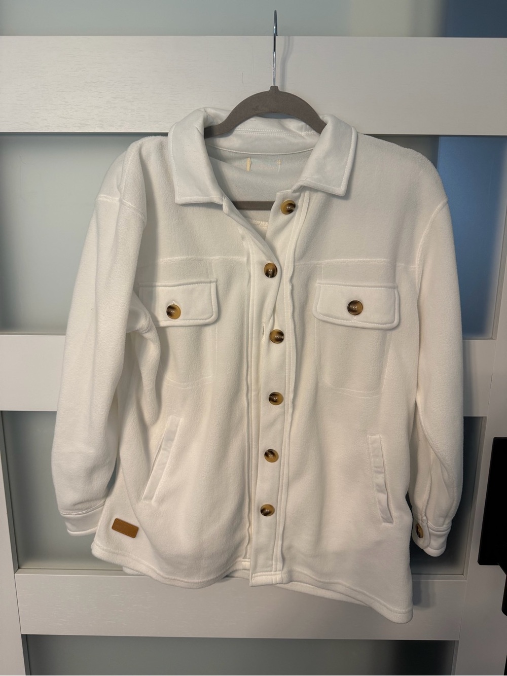 Simply Southern White Button-Up Fleece Utility Jacket
